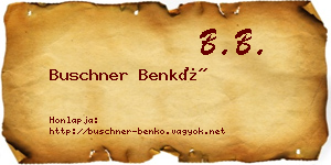 Buschner Benkő névjegykártya